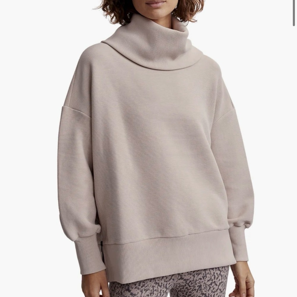 Varley Milton sweat in ottoman ribbed fabric color mushroom